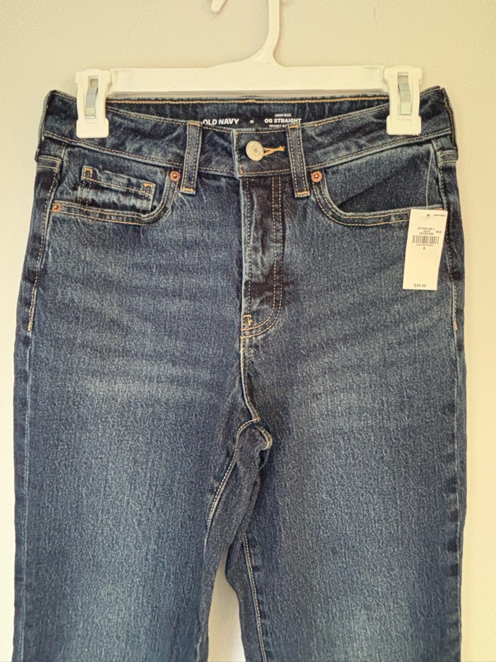 Old Navy Dark Wash Raw Hem OG Ankle Straight Jean Size 0 NWT - Picture 8 of 14